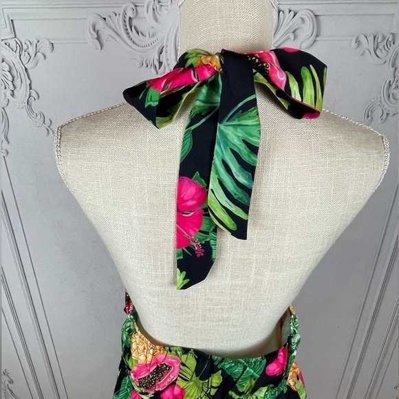 Topical Vacay Backless Halter Top Midi Sundress - Picture 10 of 12